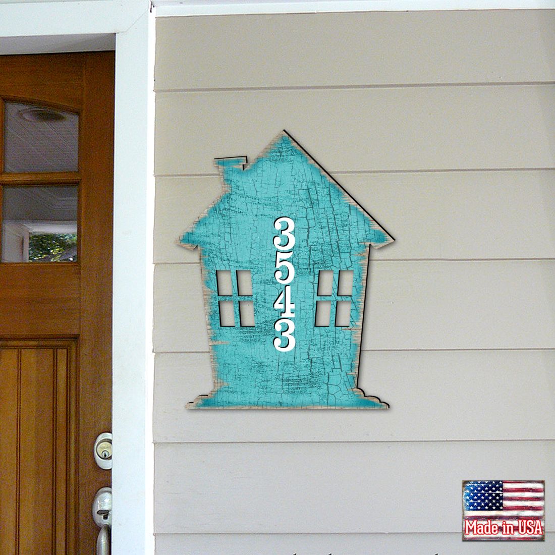 Picture of Designocracy MA98737-18 18 in. Tree Wooden Custom House Number Sign Decor