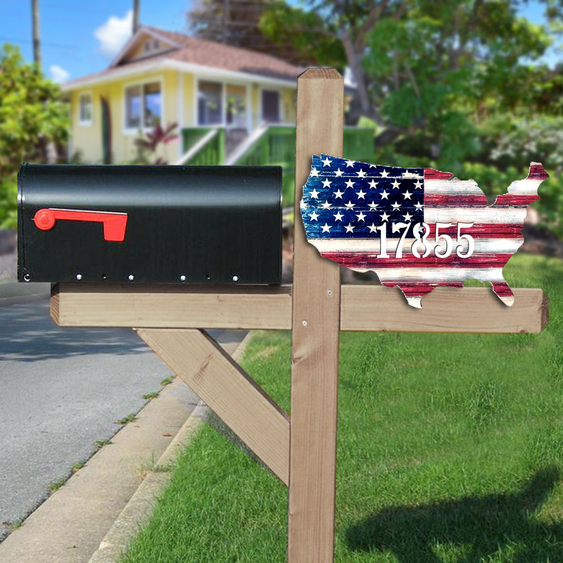 Picture of Designocracy MA98916-12 12 in. USA Flag Patriotic House Number Sign Decor