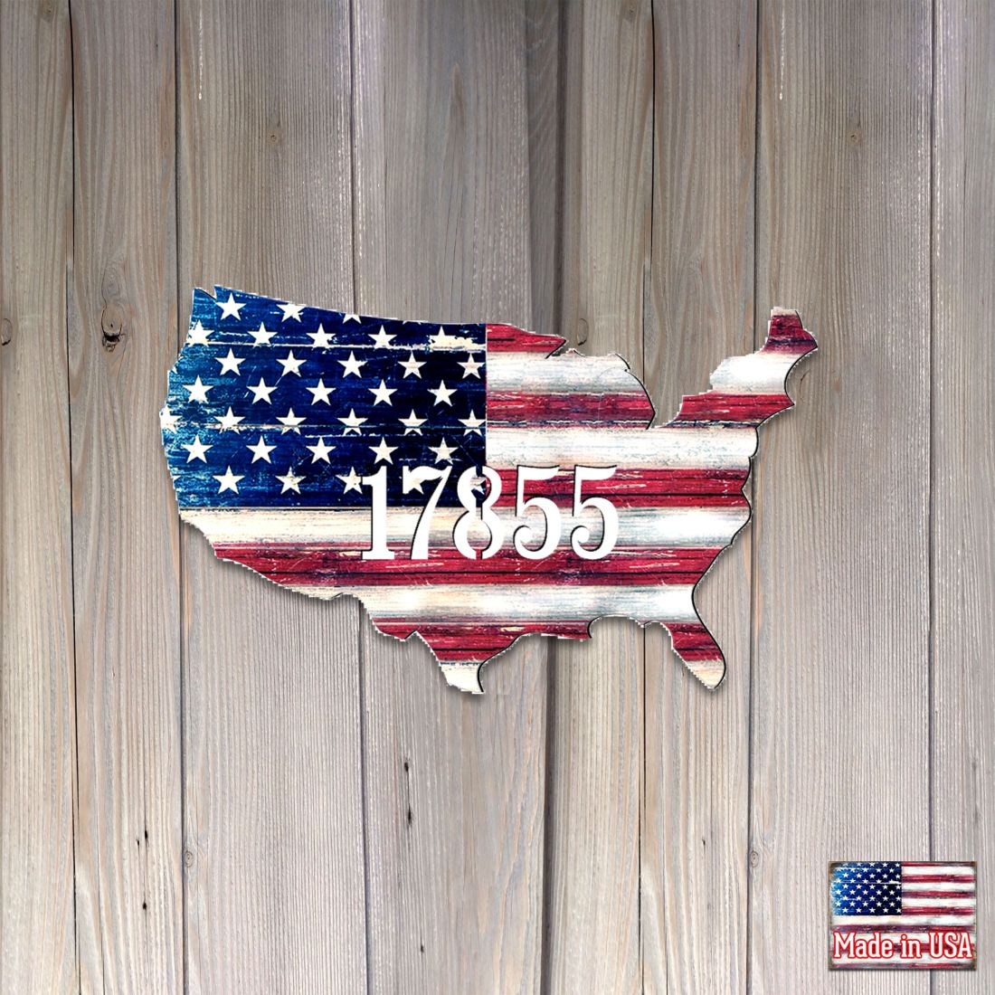 Picture of Designocracy MA98916-12 12 in. USA Flag Patriotic House Number Sign Decor
