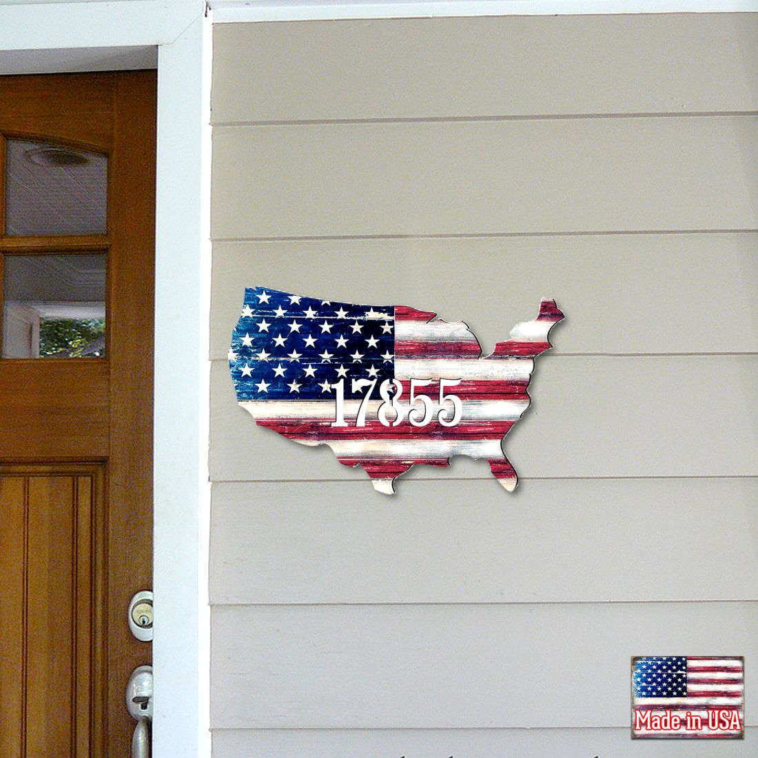 Picture of Designocracy MA98916-12 12 in. USA Flag Patriotic House Number Sign Decor