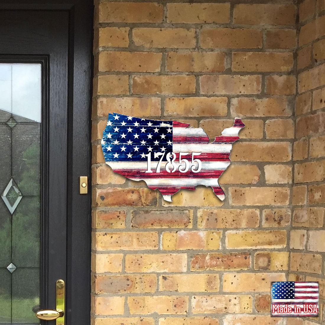 Picture of Designocracy MA98916-12 12 in. USA Flag Patriotic House Number Sign Decor