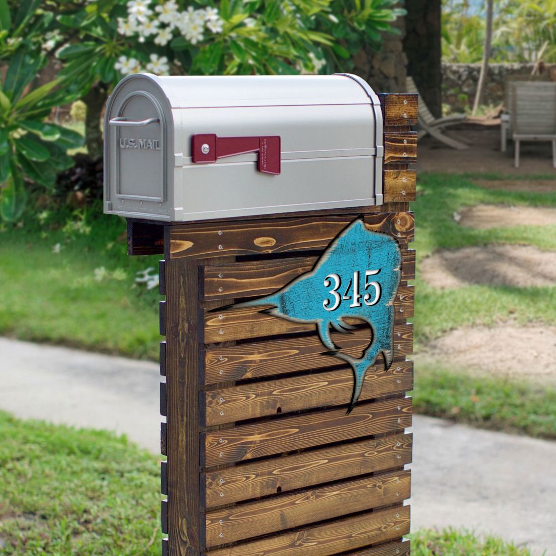 Picture of Designocracy MA98549-18 18 in. Swordfish Coastal House Number Sign Decor