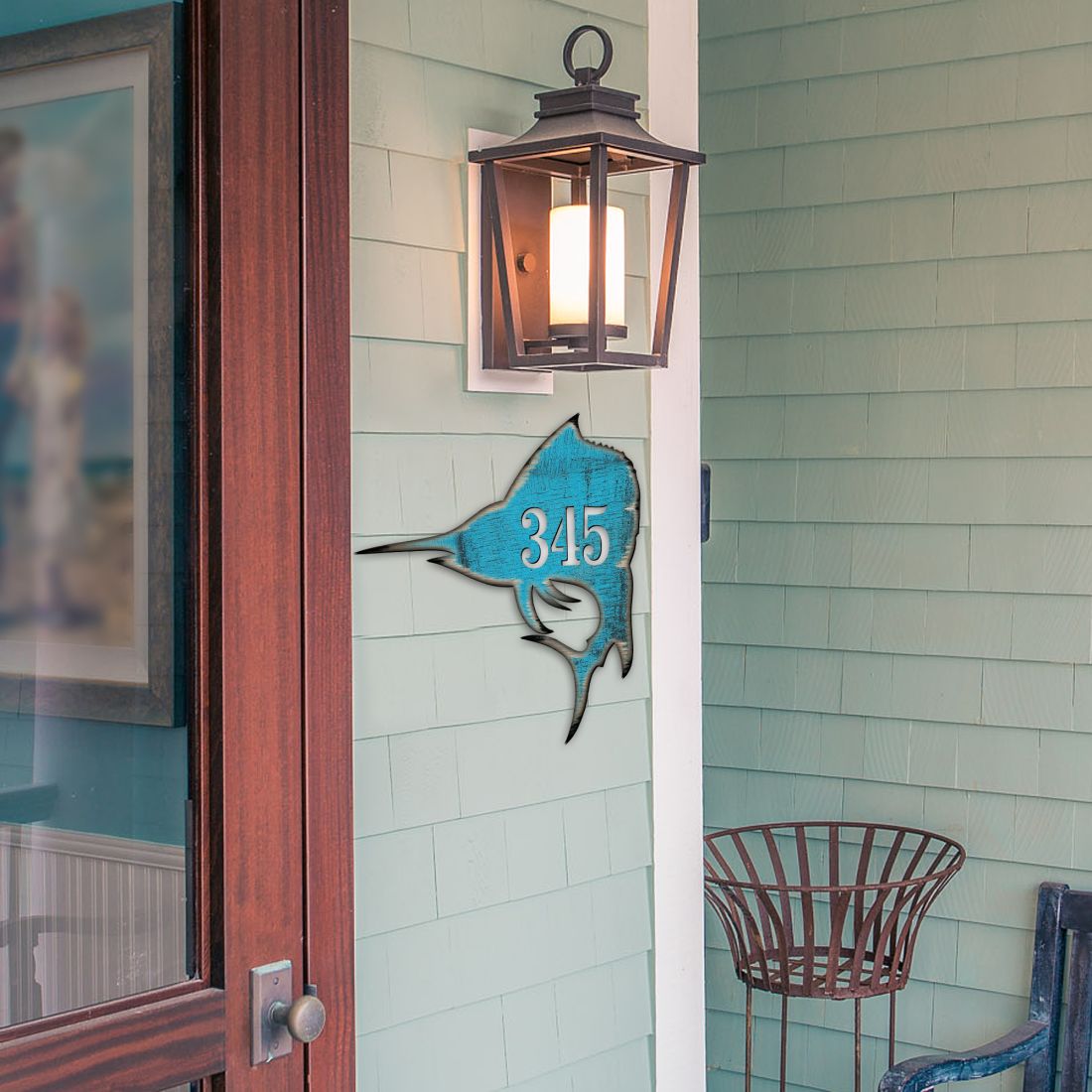 Picture of Designocracy MA98549-18 18 in. Swordfish Coastal House Number Sign Decor