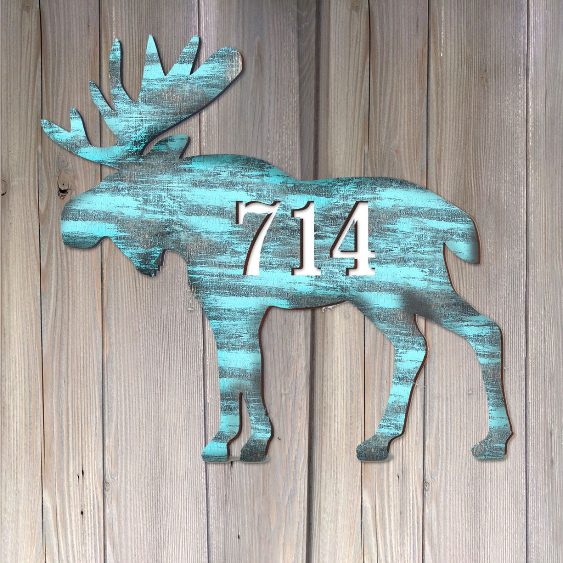 Picture of Designocracy MA98222-18 18 in. Moose Log Cabin Wooden House Number Sign Decor