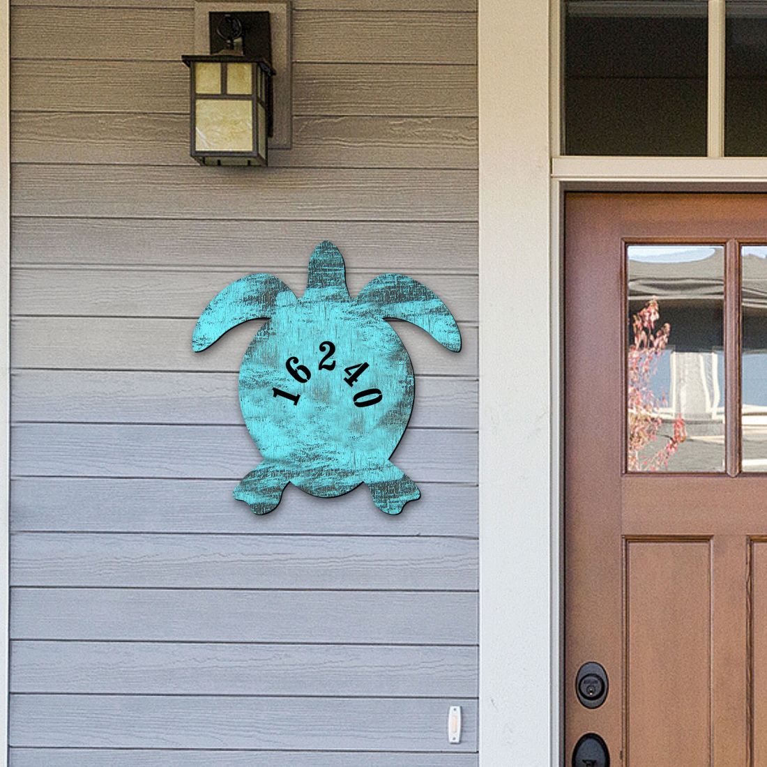 Picture of Designocracy MA985182-12 12 in. Turtle Coastal Wooden House Number Sign Decor