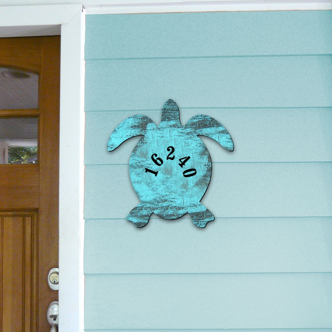 Picture of Designocracy MA985182-12 12 in. Turtle Coastal Wooden House Number Sign Decor