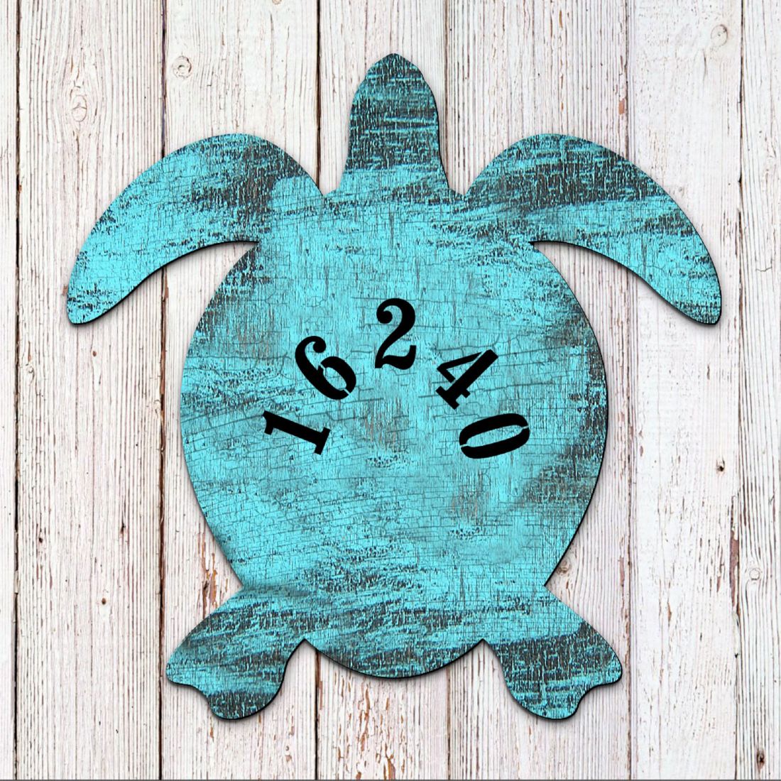 Picture of Designocracy MA985182-12 12 in. Turtle Coastal Wooden House Number Sign Decor