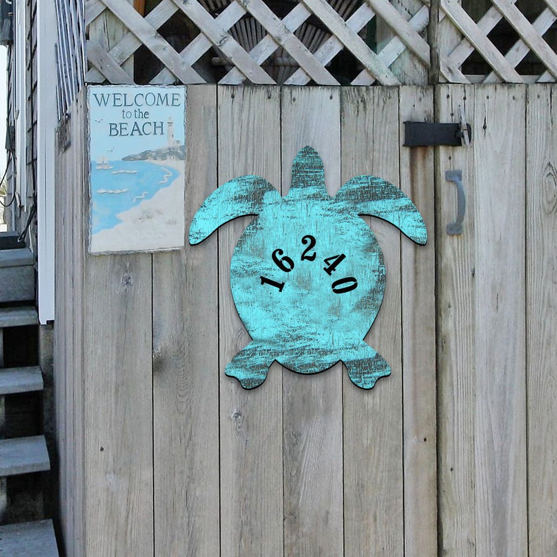 Picture of Designocracy MA985182-12 12 in. Turtle Coastal Wooden House Number Sign Decor