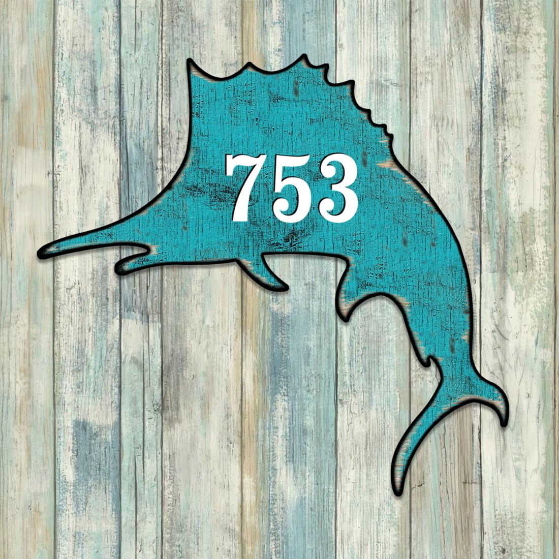 Picture of Designocracy MA985492-18 18 in. Swordfish Coastal House Number Sign Decor