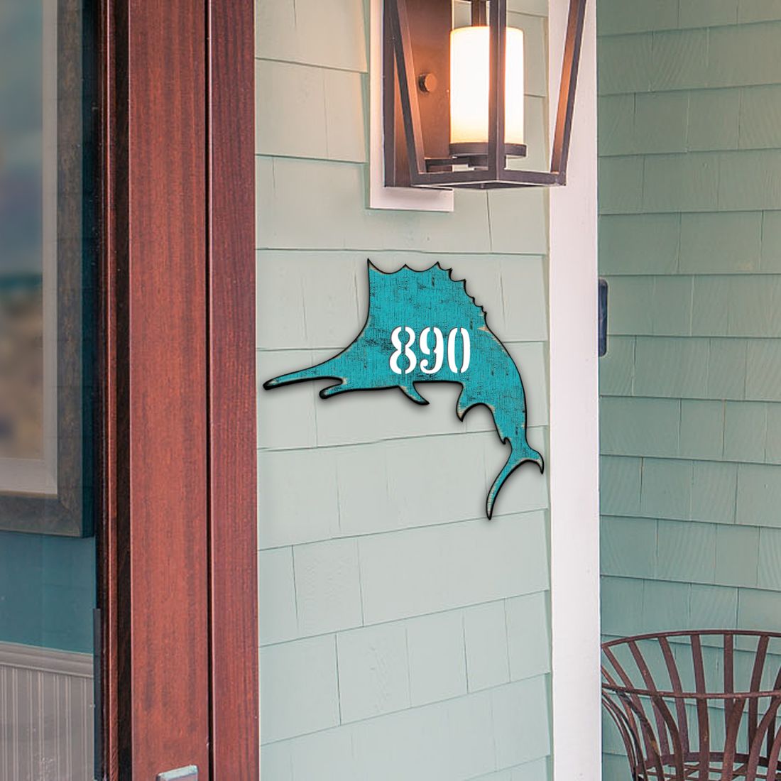 Picture of Designocracy MA985492-18 18 in. Swordfish Coastal House Number Sign Decor