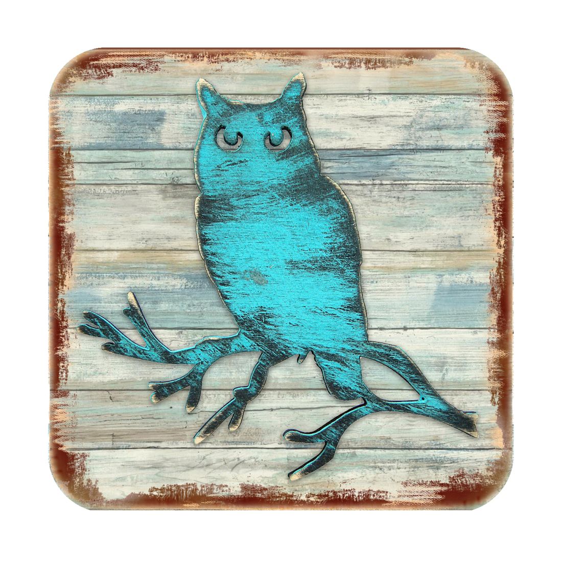 Picture of Nature Wonders 8198218-9C-S4 4 x 4 in. Owl Wooden Cork Coasters Gift - Set of 4