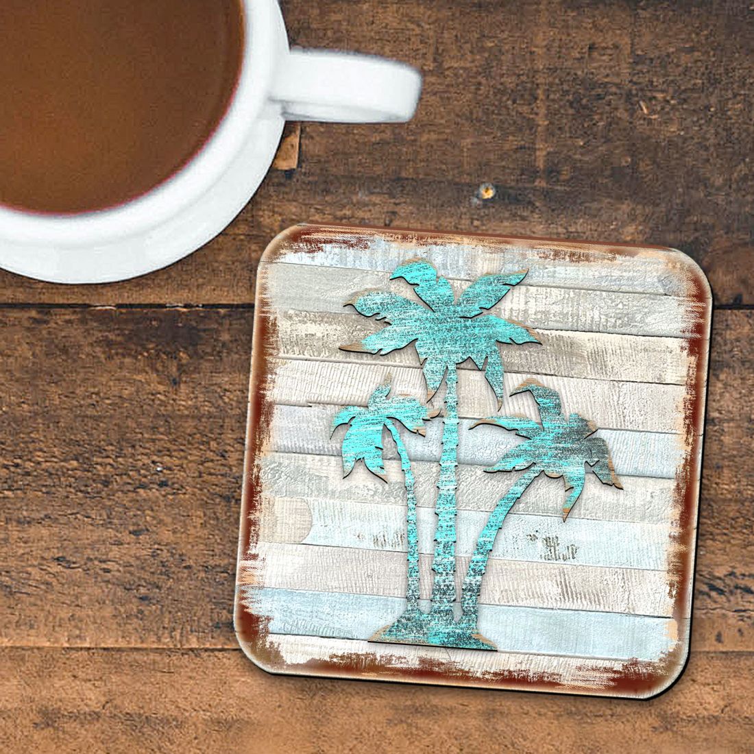 Picture of Nature Wonders 8198415-9C-S4 4 x 4 in. Palm Trees Coastal Wooden Cork Coasters Gift - Set of 4