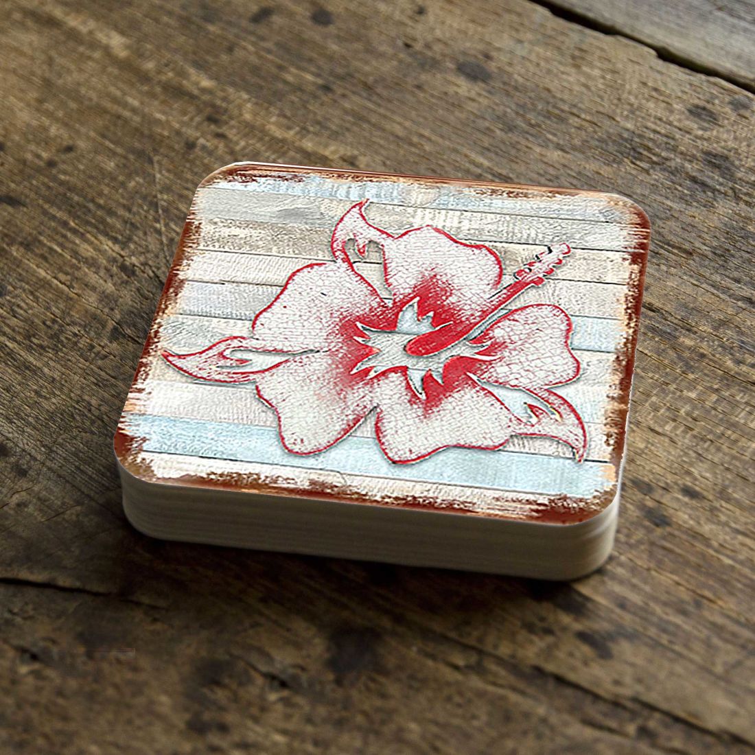 Picture of Nature Wonders 8198421-9C-S4 4 x 4 in. Hibiscus Flower Wooden Cork Coasters Gift - Set of 4