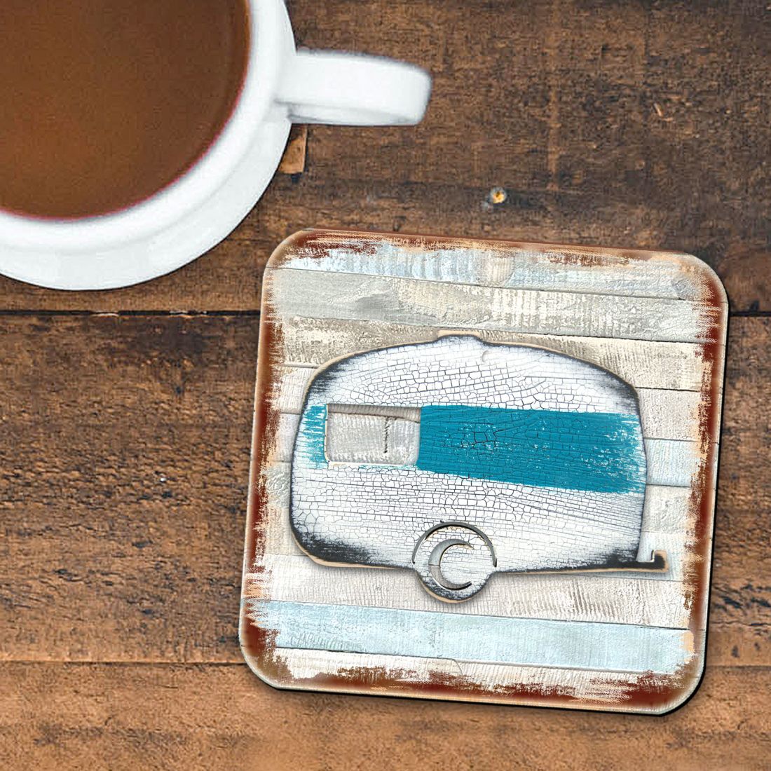 Picture of Nature Wonders 8198431-9C-S4 4 x 4 in. Woodsy Camper Wooden Cork Coasters Gift - Set of 4