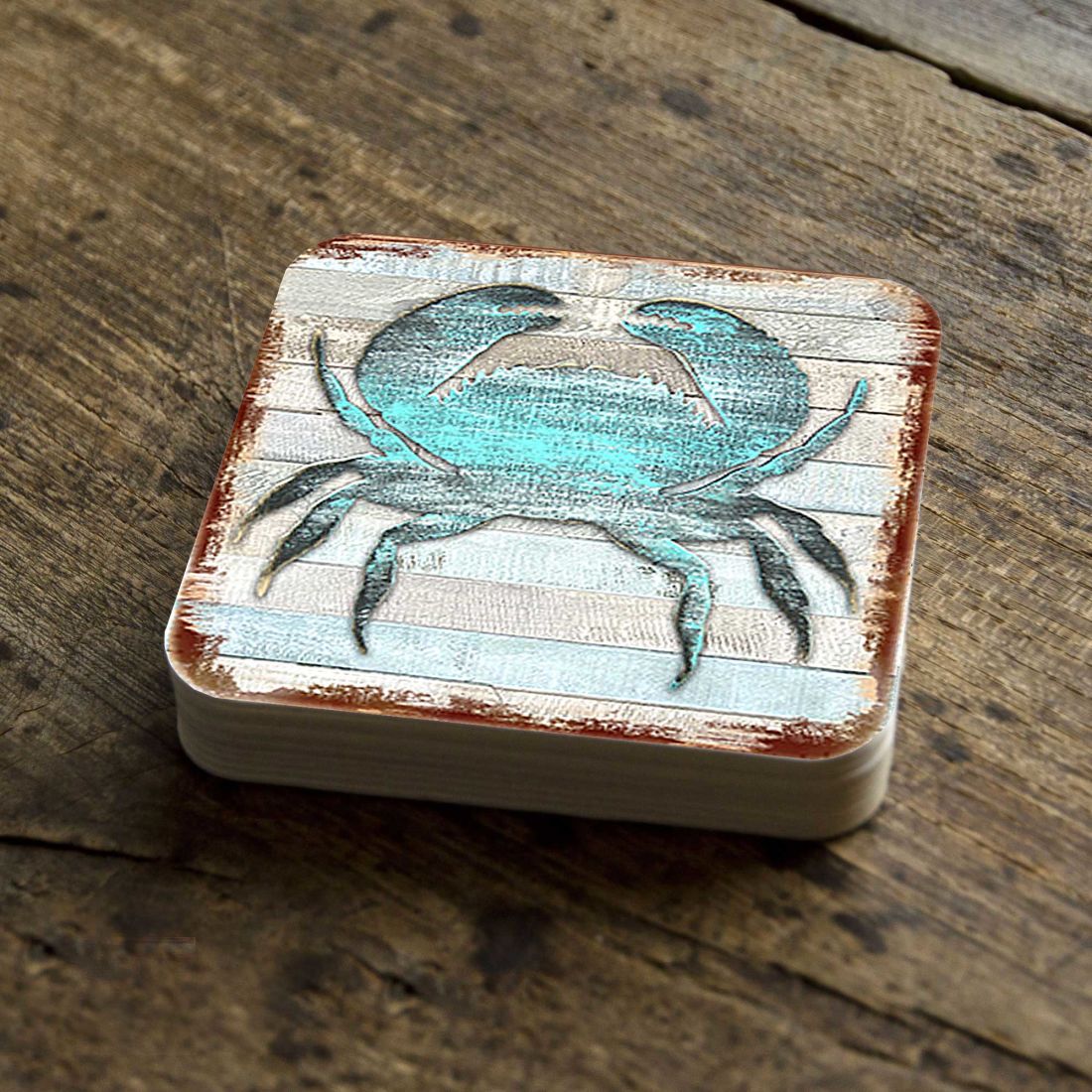 Picture of Nature Wonders 8198511-9C-S4 4 x 4 in. Crab Coastal Wooden Cork Coasters Gift - Set of 4