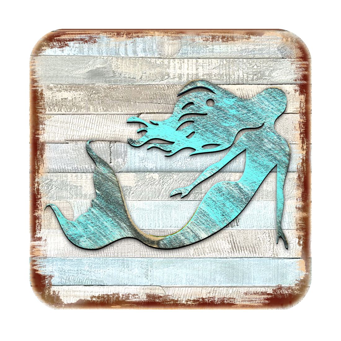 Picture of Nature Wonders 8198514-9C-S4 4 x 4 in. Mermaid Coastal Wooden Cork Coasters Gift - Set of 4