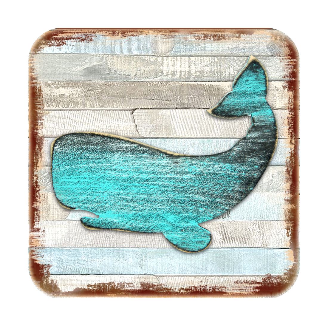 Picture of Nature Wonders 8198516-2-9C-S4 4 x 4 in. Humpback Whale Coastal Wooden Cork Coasters Gift - Set of 4