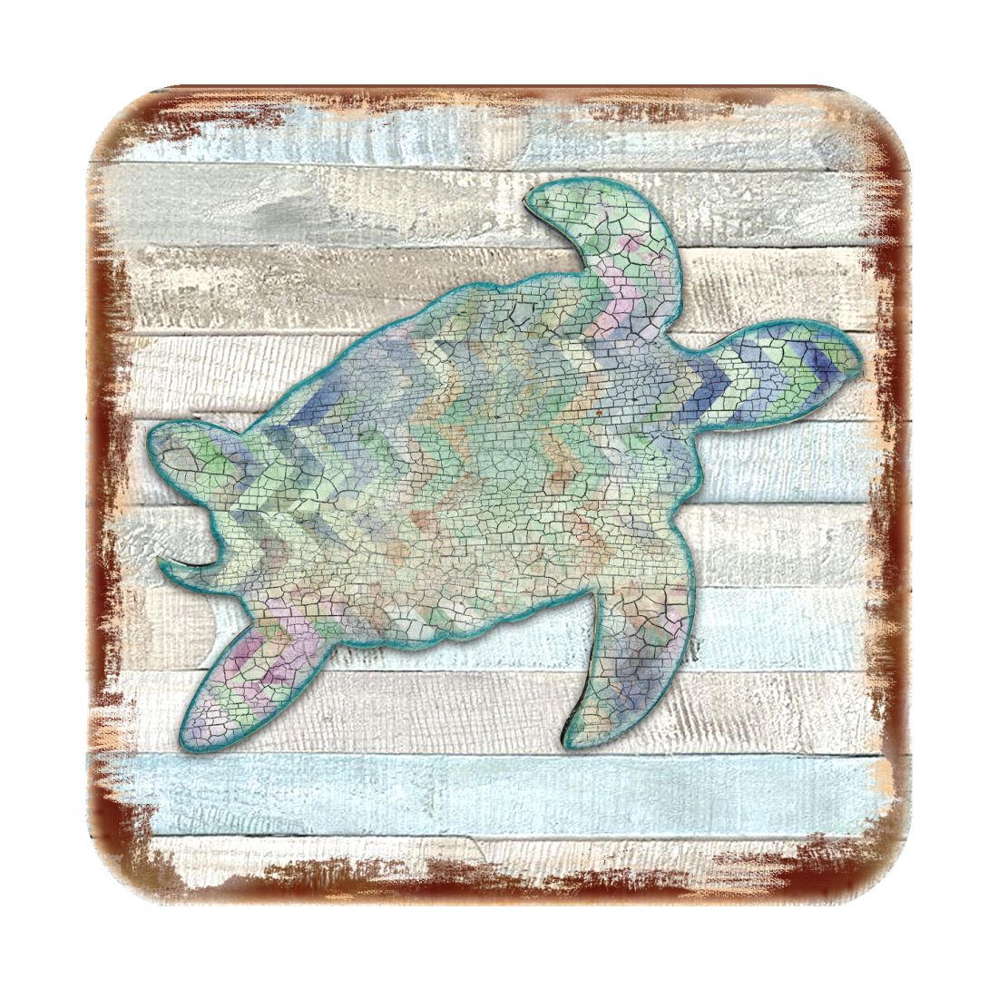 Picture of Nature Wonders 8198518-9C-S4 4 x 4 in. Sea Turtle Coastal Wooden Cork Coasters Gift - Set of 4