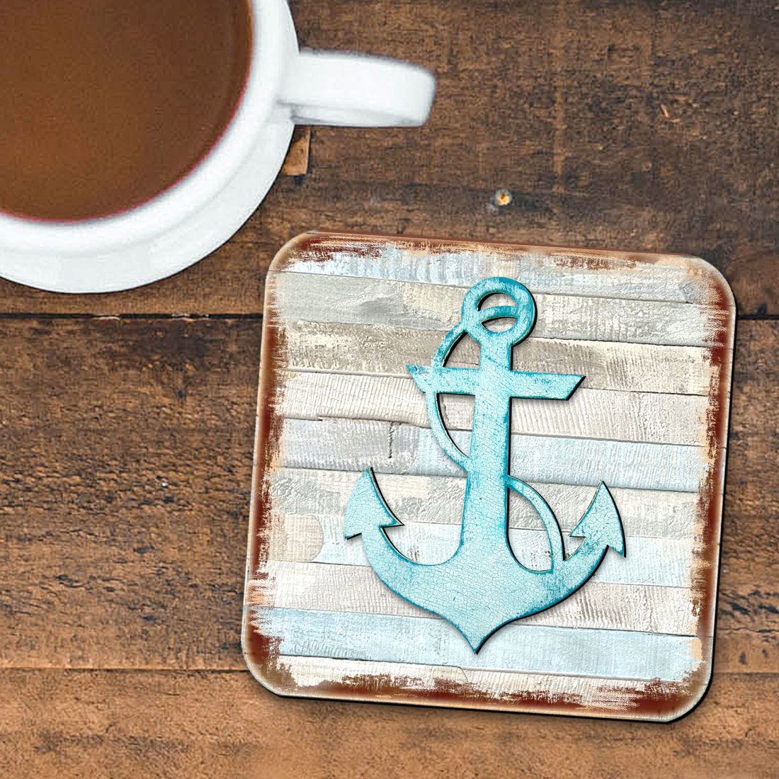 Picture of Nature Wonders 8198521-9C-S4 4 x 4 in. Anchor Coastal Wooden Cork Coasters Gift - Set of 4