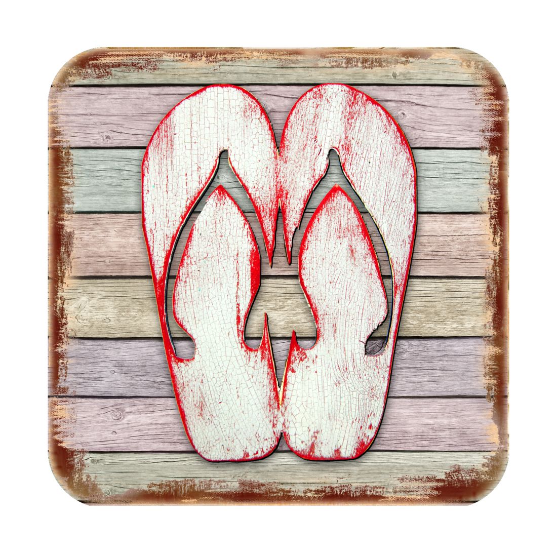Picture of Nature Wonders 8198523-9C-S4 4 x 4 in. Flip Flops Coastal Wooden Cork Coasters Gift - Set of 4