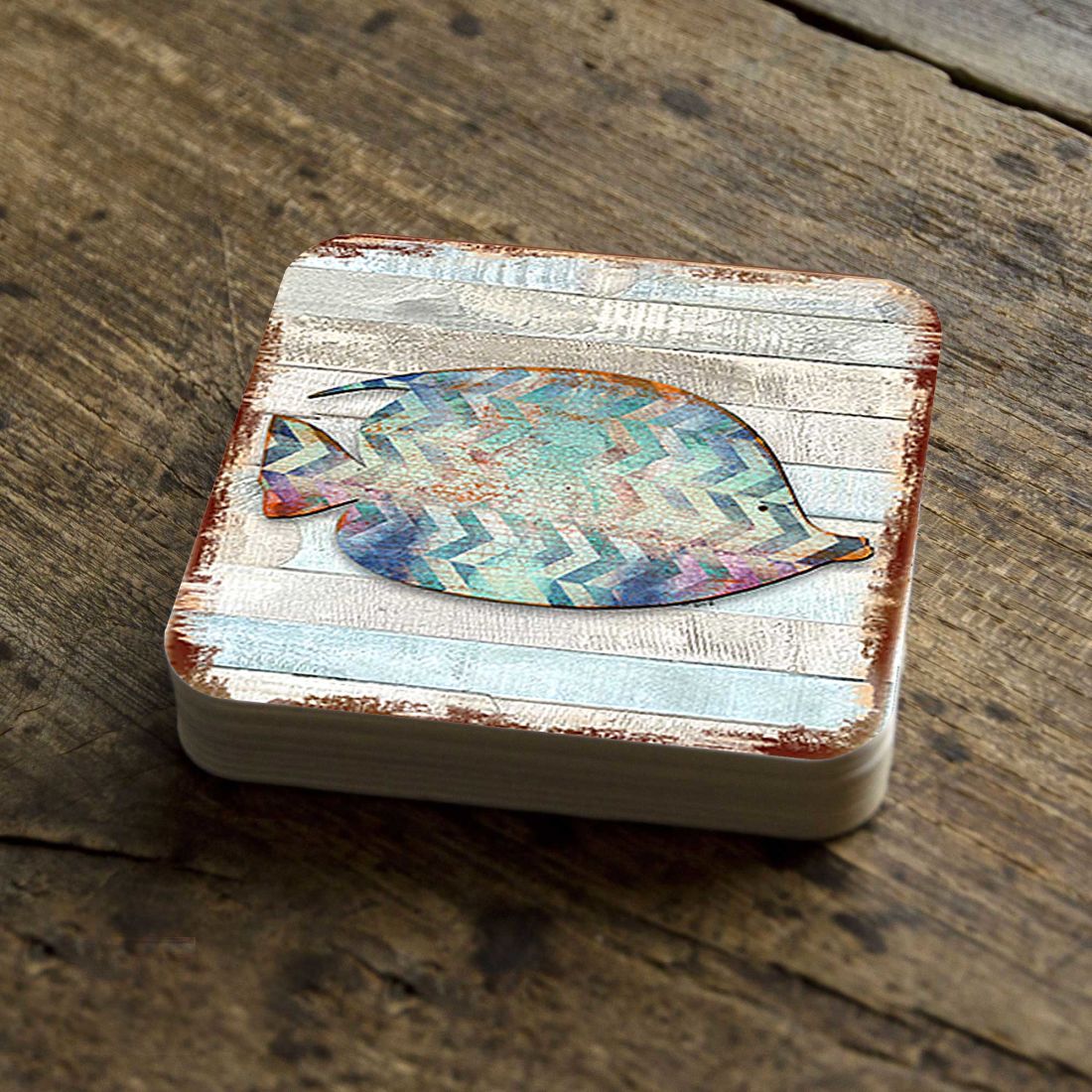 Picture of Nature Wonders 8198527-2-9C-S4 4 x 4 in. Tropical Fish Coastal Wooden Cork Coasters Gift - Set of 4