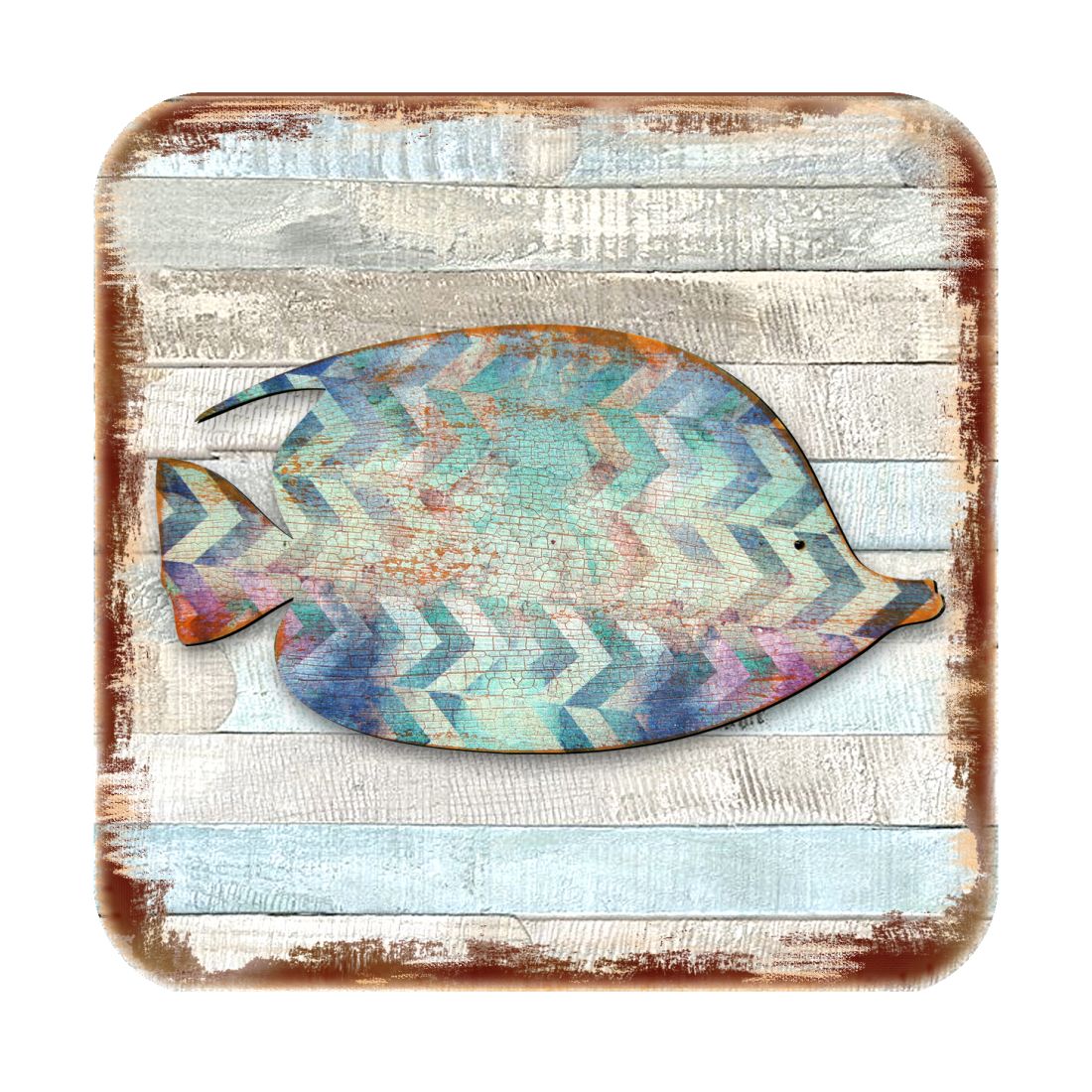 Picture of Nature Wonders 8198527-2-9C-S4 4 x 4 in. Tropical Fish Coastal Wooden Cork Coasters Gift - Set of 4