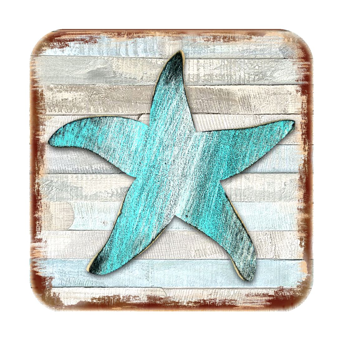 Picture of Nature Wonders 8198531-9C-S4 4 x 4 in. Starfish Coastal Wooden Cork Coasters Gift - Set of 4