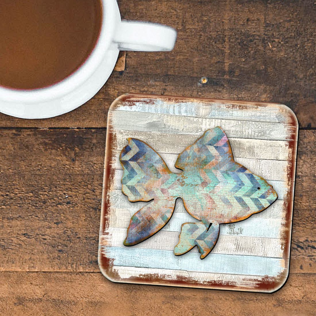 Picture of Nature Wonders 8198534-9C-S4 4 x 4 in. Fish Coastal Wooden Cork Coasters Gift - Set of 4