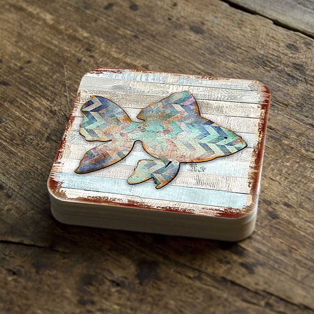 Picture of Nature Wonders 8198534-9C-S4 4 x 4 in. Fish Coastal Wooden Cork Coasters Gift - Set of 4