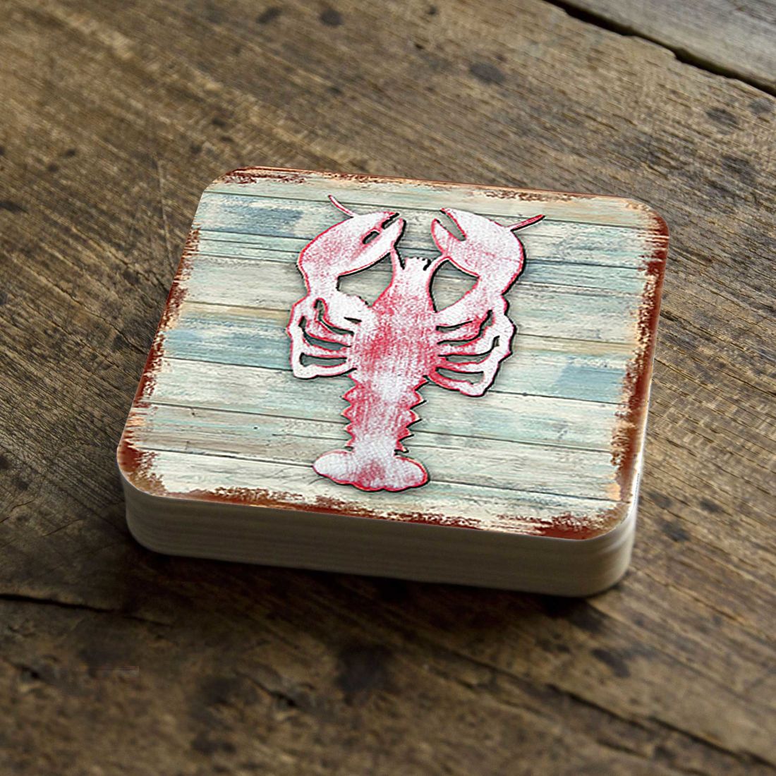 Picture of Nature Wonders 8198538-9C-S4 4 x 4 in. Lobster Coastal Wooden Cork Coasters Gift - Set of 4