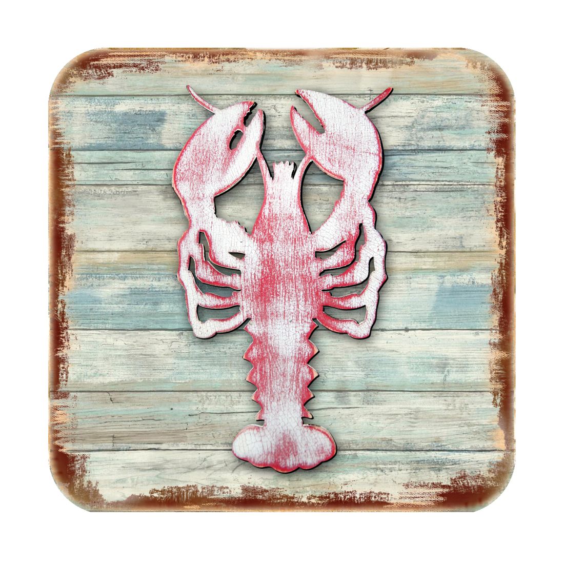 Picture of Nature Wonders 8198538-9C-S4 4 x 4 in. Lobster Coastal Wooden Cork Coasters Gift - Set of 4