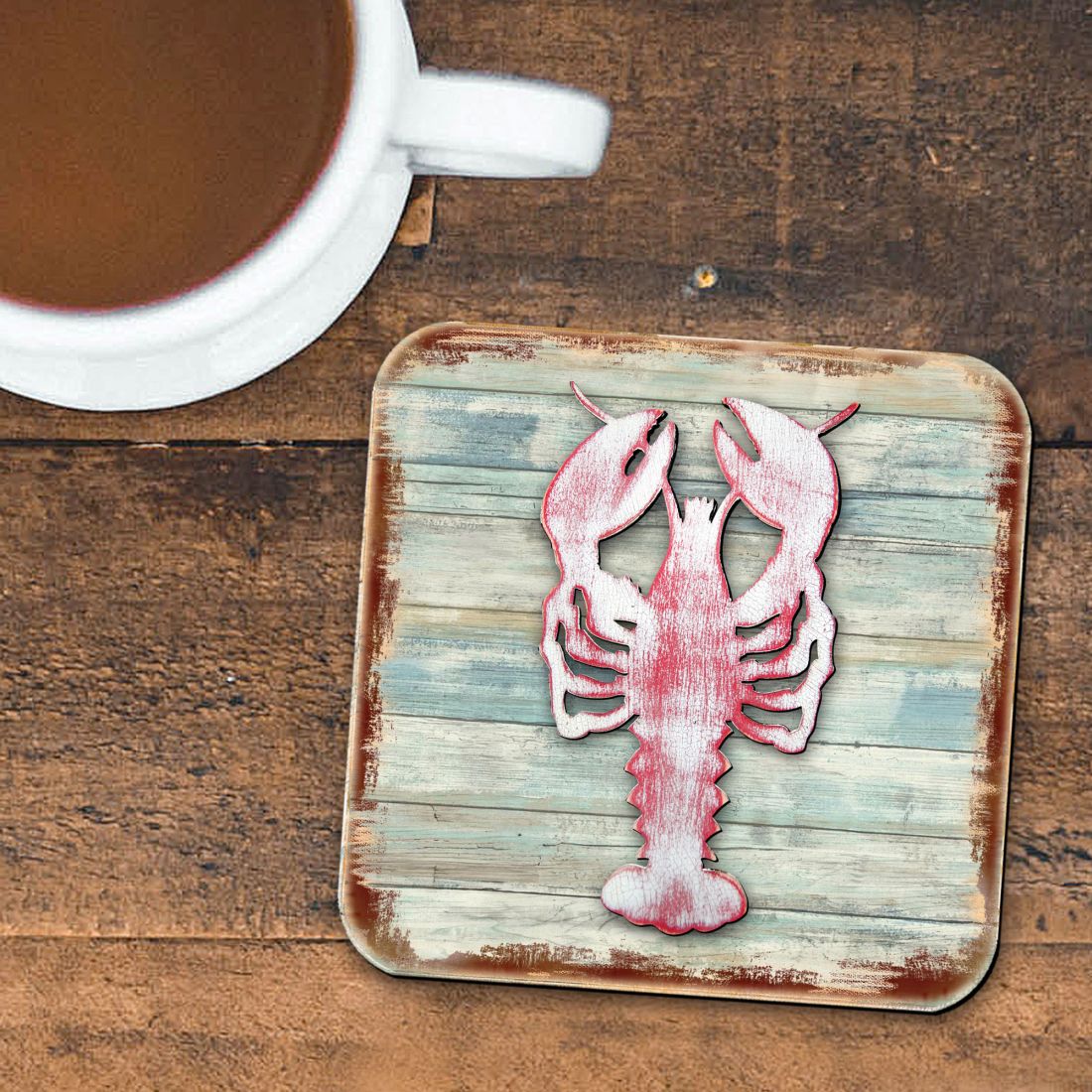 Picture of Nature Wonders 8198538-9C-S4 4 x 4 in. Lobster Coastal Wooden Cork Coasters Gift - Set of 4