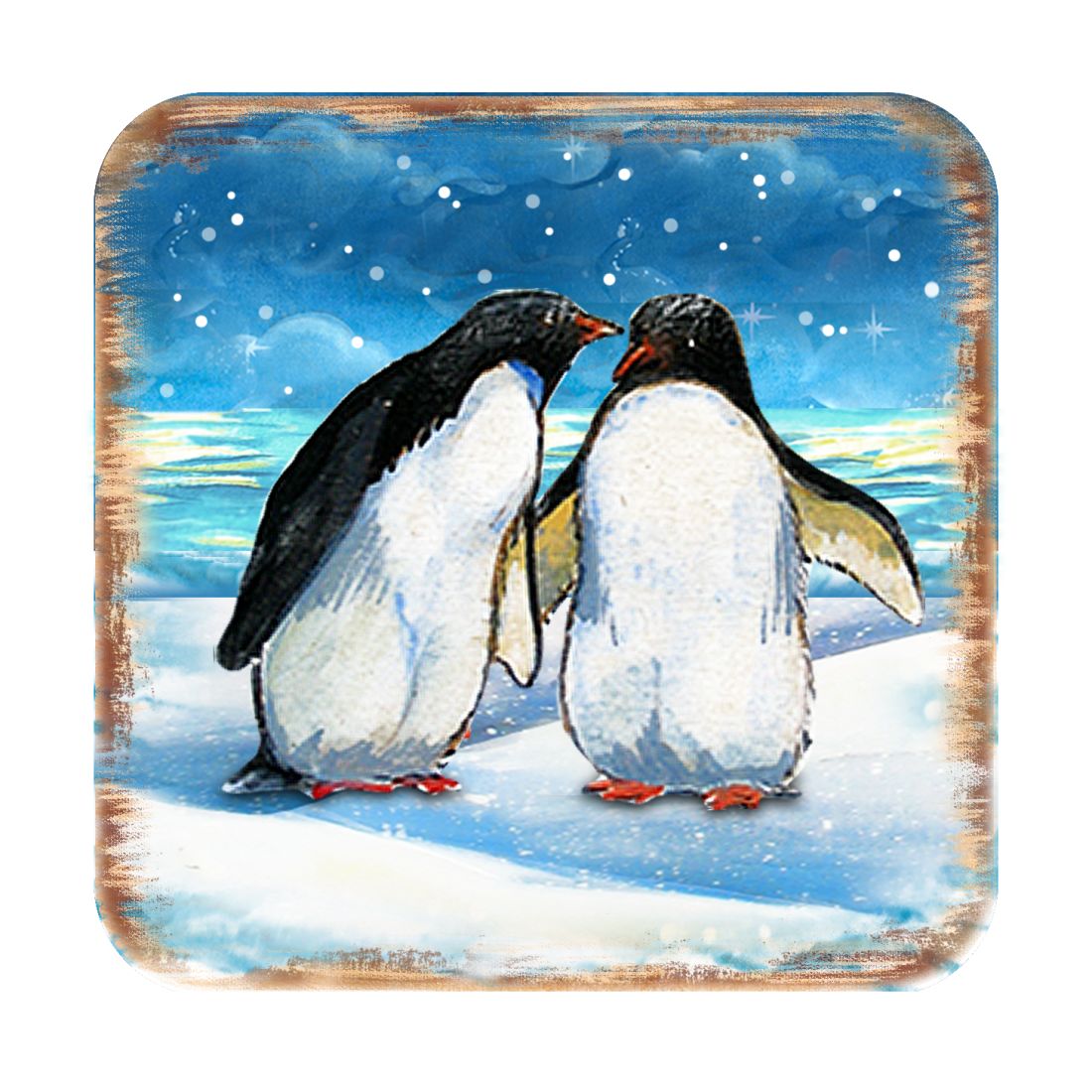 Picture of Nature Wonders 8198542C-S4 4 x 4 in. Penguins Coastal Wooden Cork Coasters Gift - Set of 4