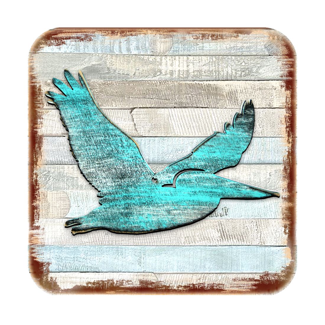 Picture of Nature Wonders 8198611-9C-S4 4 x 4 in. Pelican Coastal Wooden Cork Coasters Gift - Set of 4