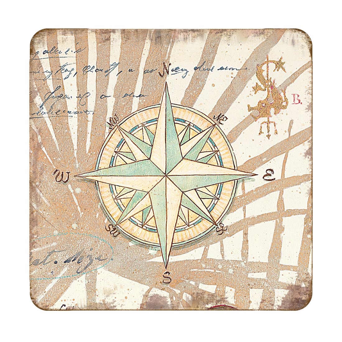 Picture of Nature Wonders 8198620C-S4 4 x 4 in. Compass Coastal Wooden Cork Coasters Gift - Set of 4