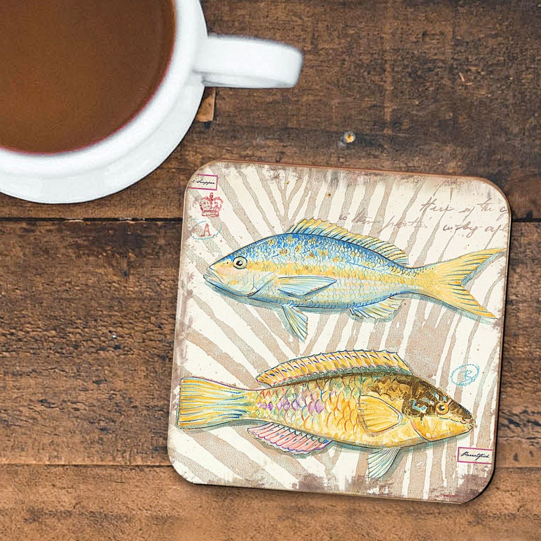 Picture of Nature Wonders 8198625C-S4 4 x 4 in. Fish Coastal Wooden Cork Coasters Gift - Set of 4