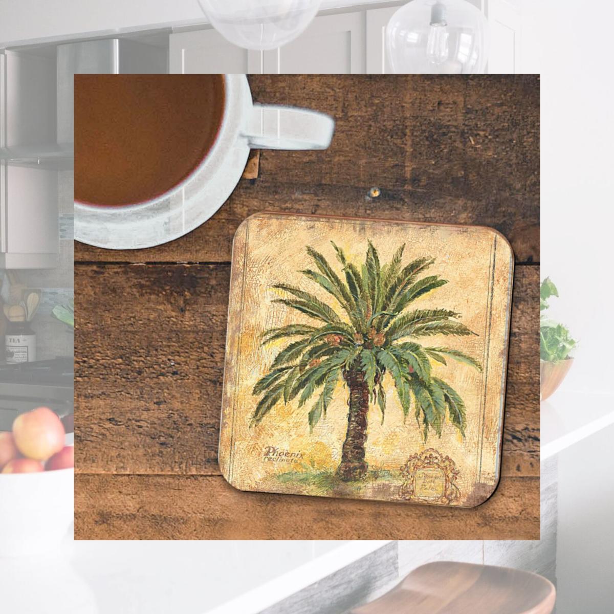Picture of Nature Wonders 8198630C-S4 4 x 4 in. Palm Tree Coastal Wooden Cork Coasters Gift - Set of 4