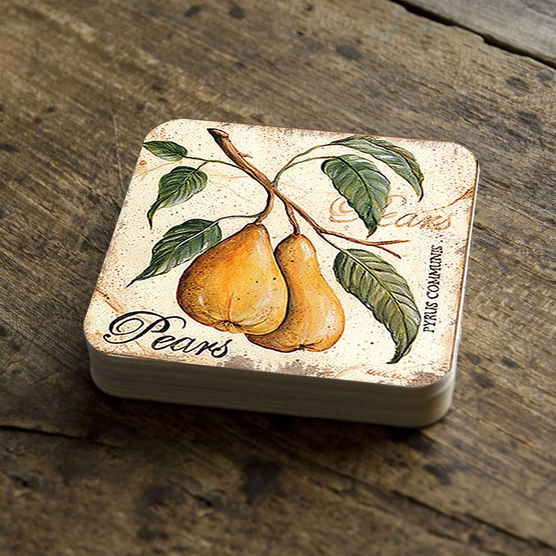 Picture of Nature Wonders 8198631C-S4 4 x 4 in. Pears Wooden Cork Coasters Gift - Set of 4