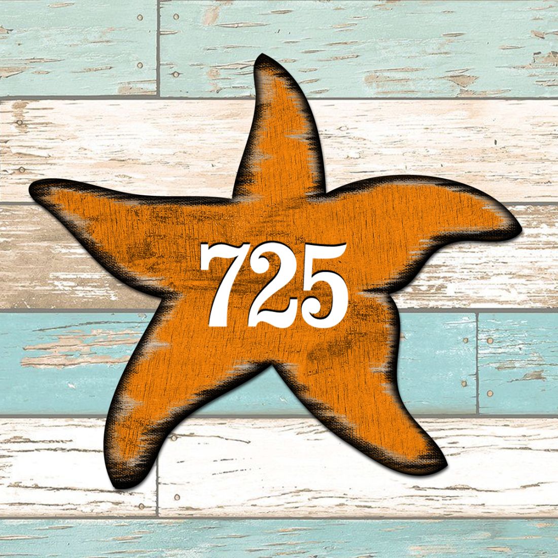 Picture of Designocracy MA985312-18 18 in. Orange Starfish Sports Car House Number Sign Decor
