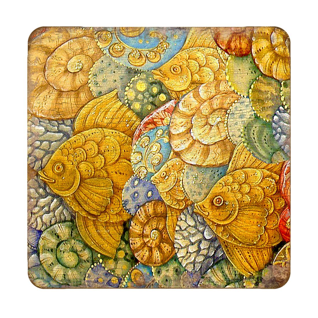 Picture of Nature Wonders 95018C-S4 4 x 4 in. Fish Coastal Art Wooden Cork Coasters Gift - Set of 4