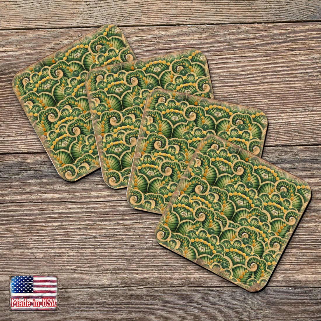 Picture of Nature Wonders 95021C-S4 4 x 4 in. Floral Wooden Cork Coasters Gift - Set of 4