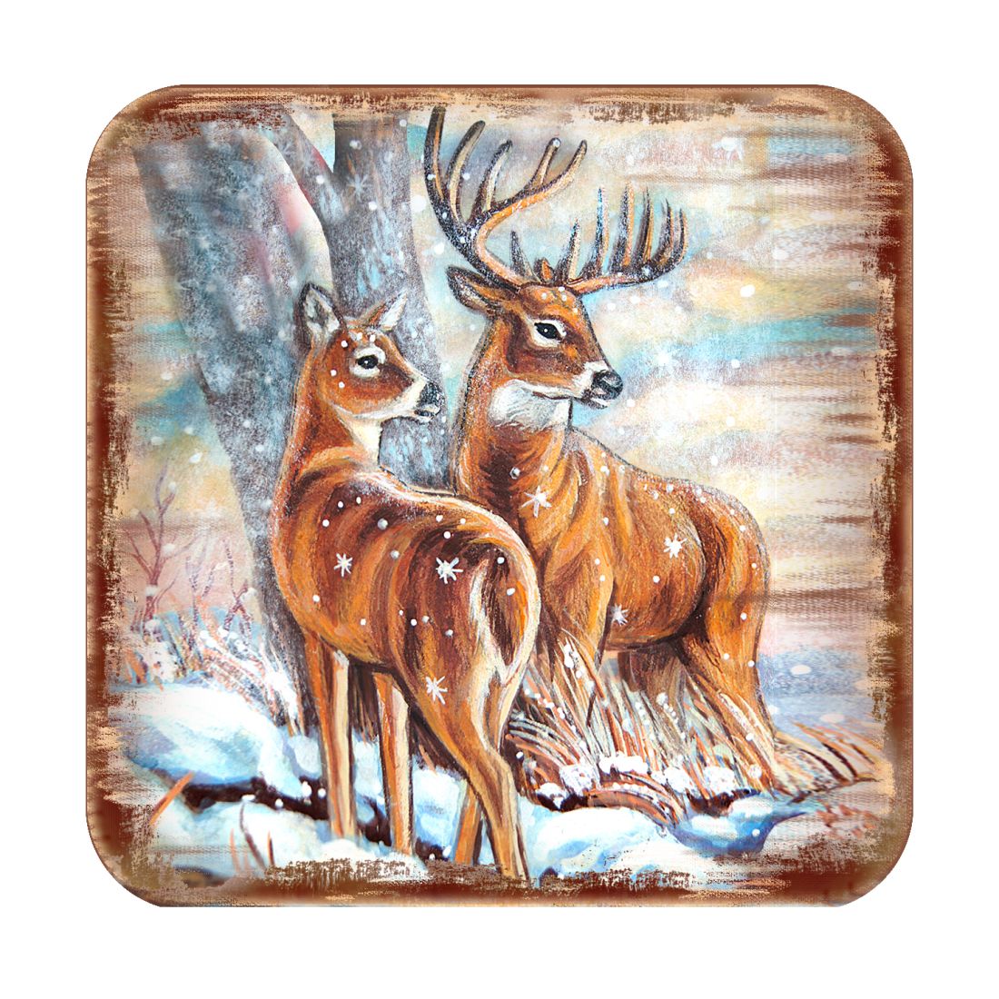 Picture of Nature Wonders 95212C-S4 4 x 4 in. Deers Wooden Cork Coasters Gift - Set of 4