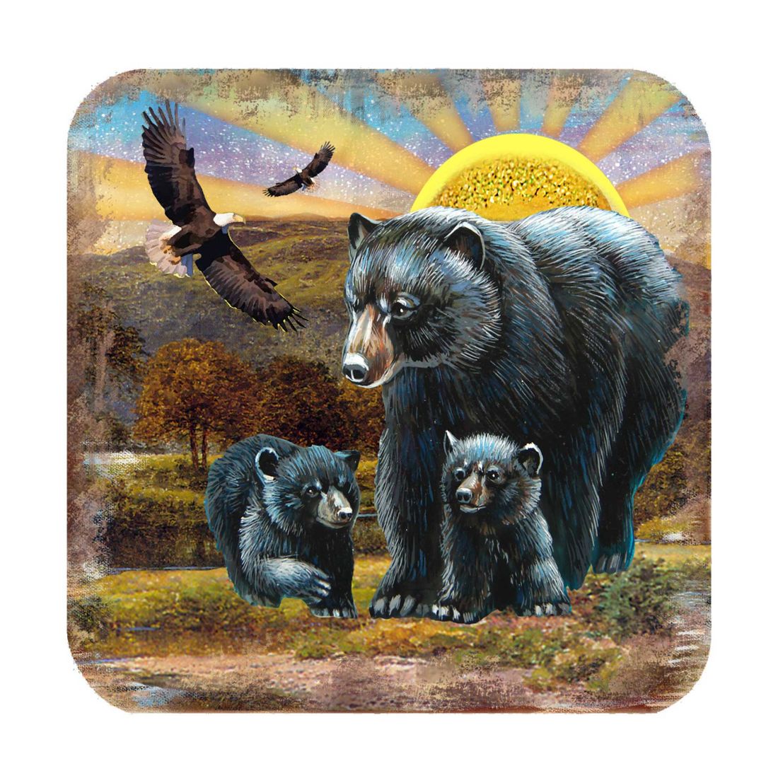 Picture of Nature Wonders 95214C-S4 4 x 4 in. Bears Wooden Cork Coasters Gift - Set of 4