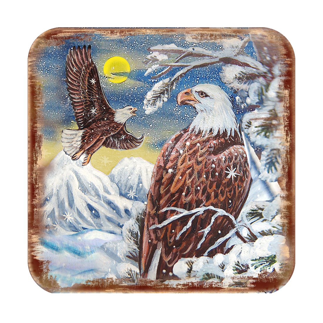 Picture of Nature Wonders 95219C-S4 4 x 4 in. Eagle Wooden Cork Coasters Gift - Set of 4