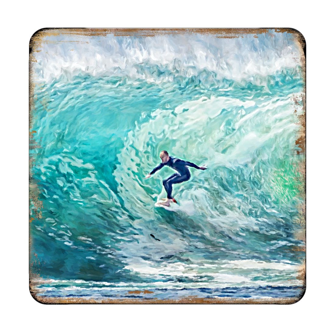 Picture of Nature Wonders 95227C-S4 4 x 4 in. Surfer Coastal Wooden Cork Coasters Gift - Set of 4