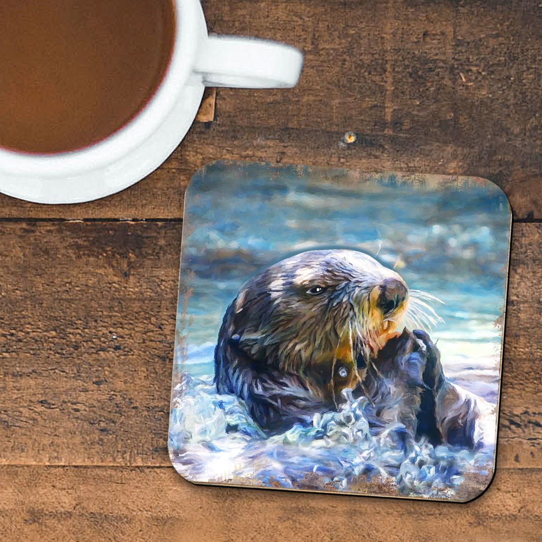 Picture of Nature Wonders 95239C-S4 4 x 4 in. Otter Coastal Wooden Cork Coasters Gift - Set of 4