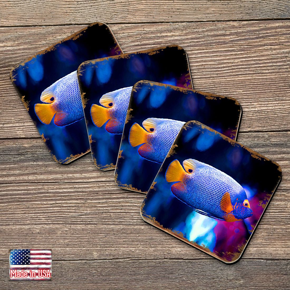Picture of Nature Wonders 95251C-S4 4 x 4 in. Tropical Fish Coastal Wooden Cork Coasters Gift - Set of 4