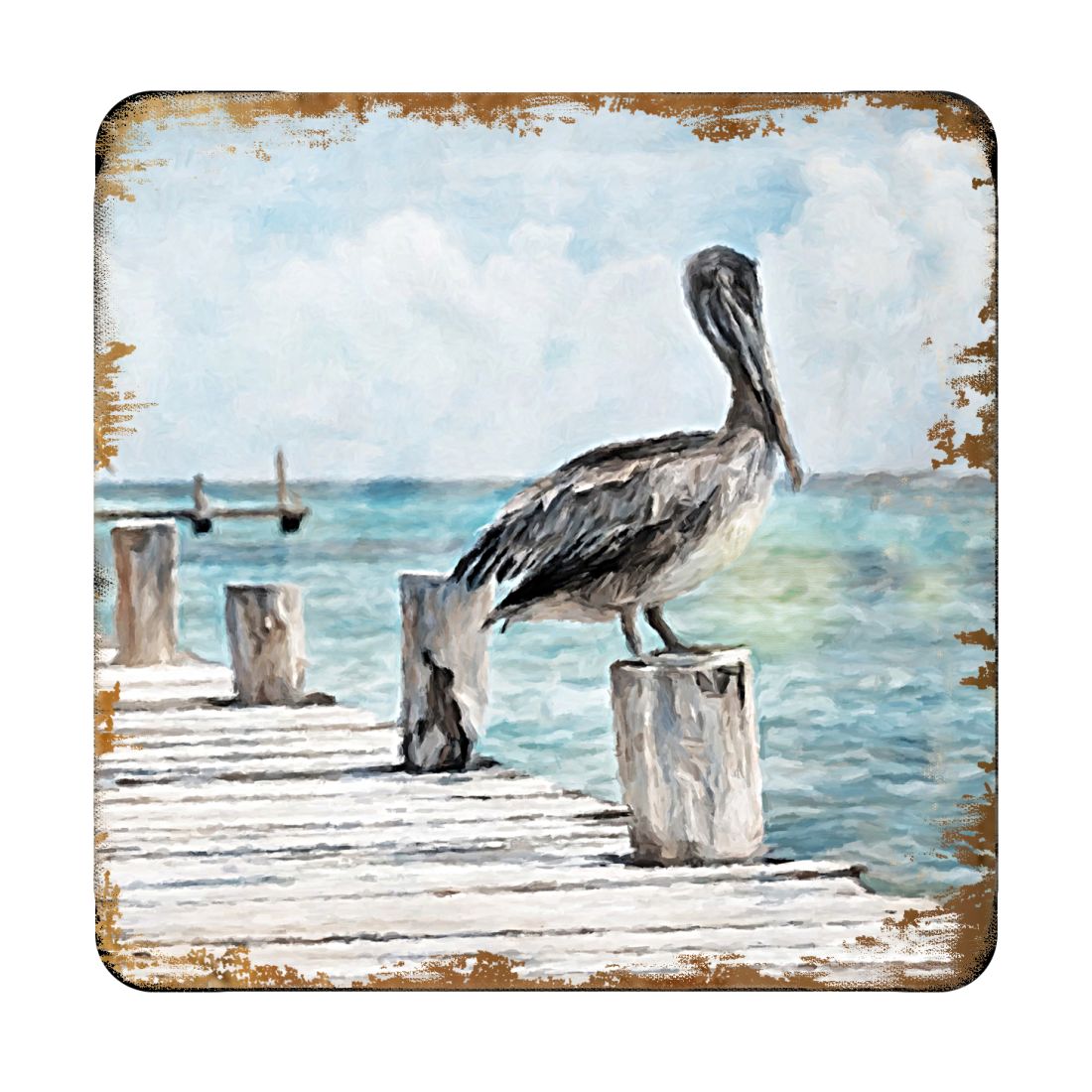 Picture of Nature Wonders 95252C-S4 4 x 4 in. Pelican Coastal Wooden Cork Coasters Gift - Set of 4