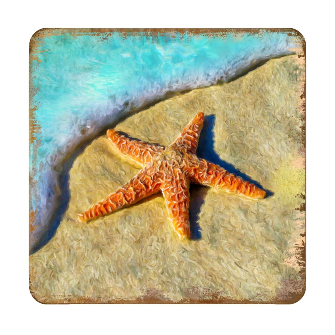 Picture of Nature Wonders 95253C-S4 4 x 4 in. Starfish Coastal Wooden Cork Coasters Gift - Set of 4