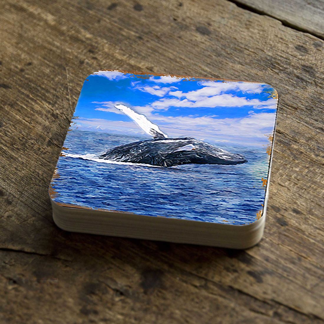 Picture of Nature Wonders 95257C-S4 4 x 4 in. Whale Coastal Wooden Cork Coasters Gift - Set of 4